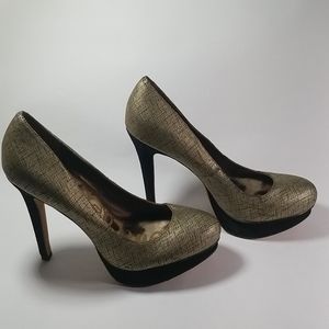 SAM EDELMAN Golden Platform Heels